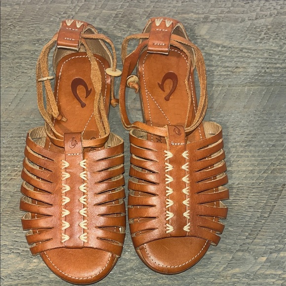 Olukai Hikina Brown Leather Sandals size women’s 5 - Picture 4 of 9